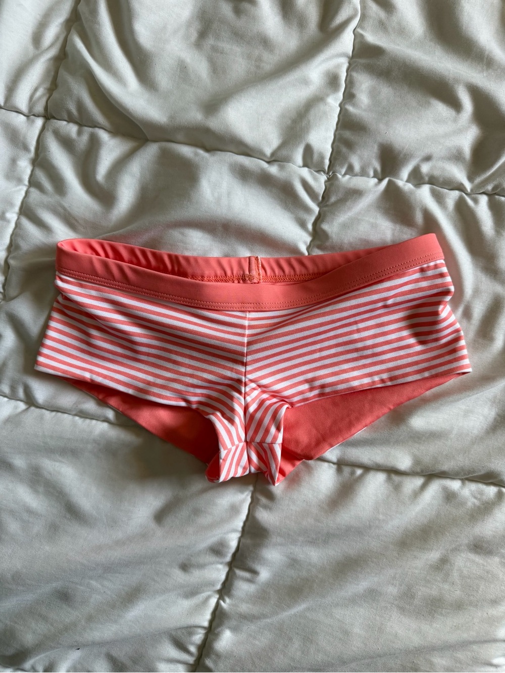 Coral Stripe Cheeky Bikini Short Bottoms